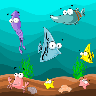 Grafik: Tiere unter Wasser