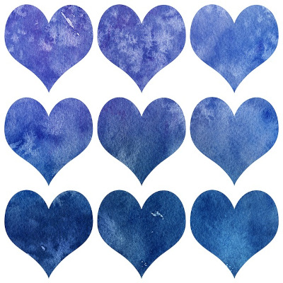 9 blaue Herzen